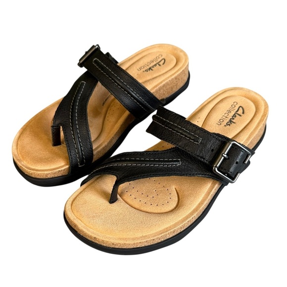 Clarks Women's Brynn Madi Toe Post Sandals. Black Size 8 #1720 NWT - Picture 3 of 6